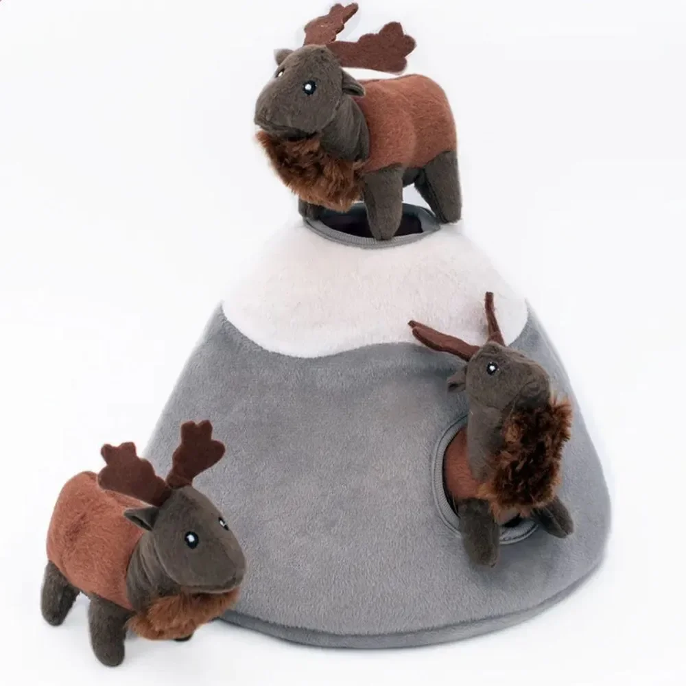 Zippy Paws Elk Mountain Gray White Dome Brown Burrow Interactive Puzzle Dog Toy